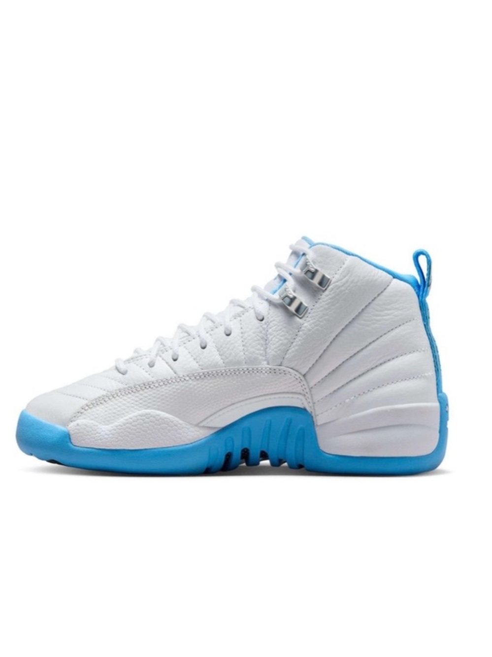 Jordan 12 Retro Grade School Kids' "White and University Blue" Shoe